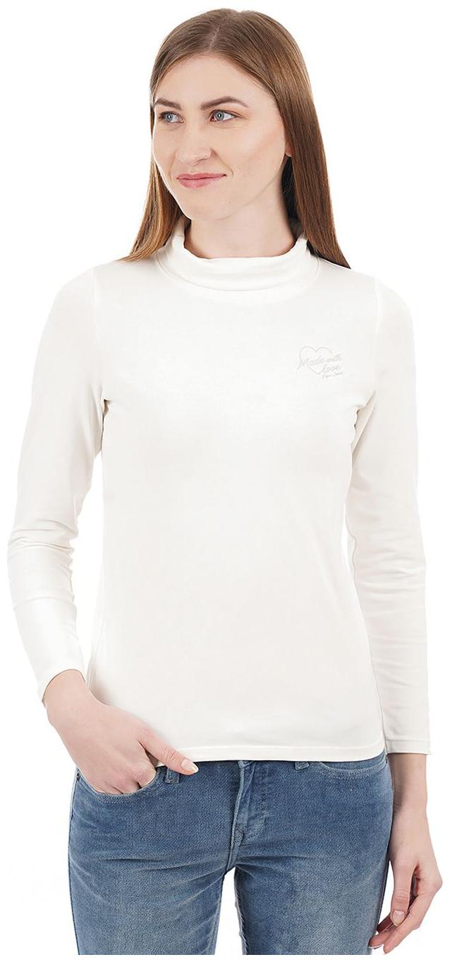 

Pepe Jeans Women White Slim fit High neck Blended T shirt