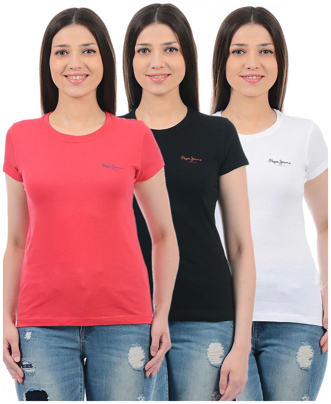 

Pepe Jeans Women Multi Slim fit Round neck Cotton T shirt