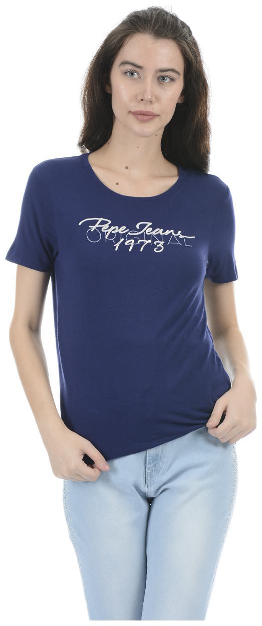 

Pepe Jeans Women Blue Regular fit Round neck Cotton T shirt