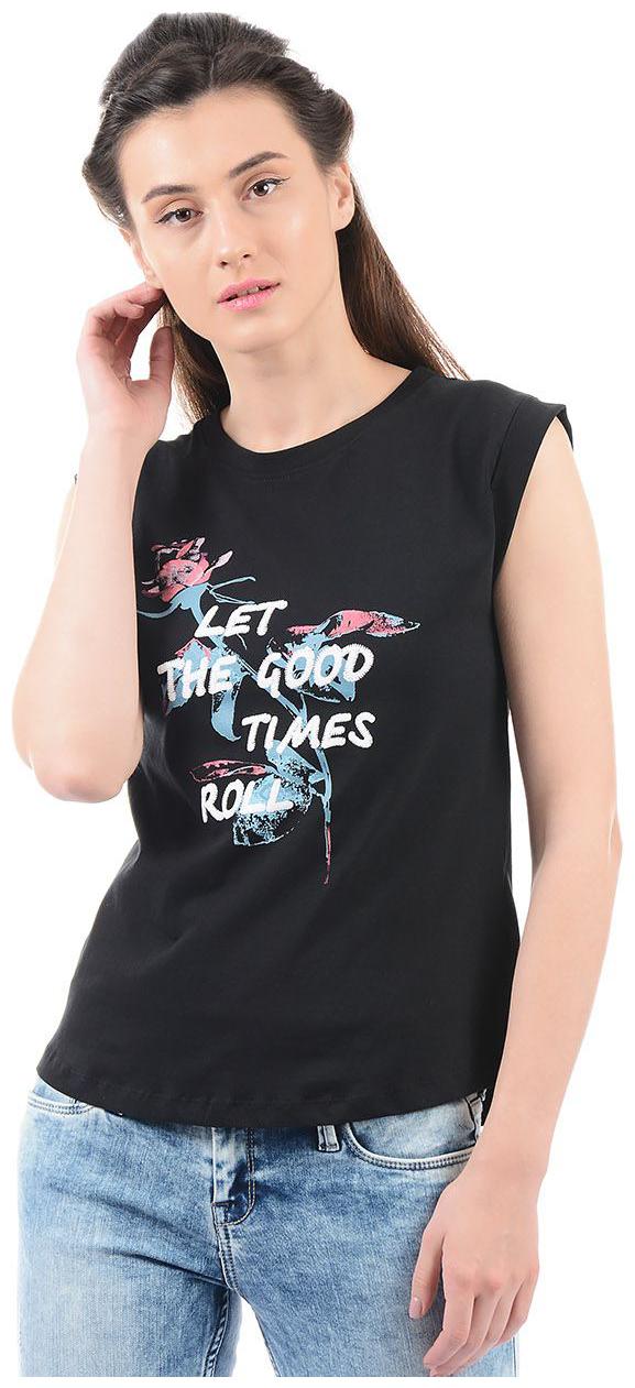

Pepe Jeans Women Black Regular fit Round neck Cotton T shirt