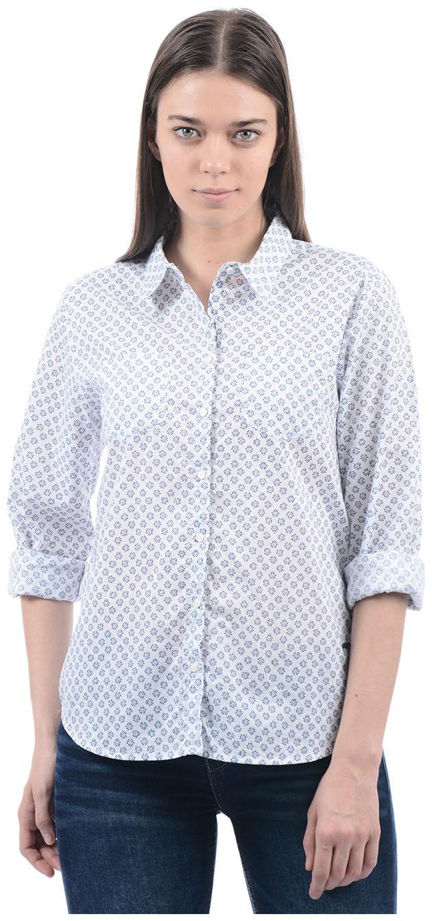 

Pepe Jeans Women White Blue Printed Regular Fit Shirt