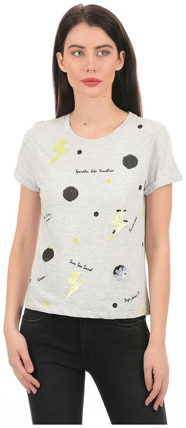 

Pepe Jeans Women Grey Regular fit Round neck Polyester T shirt
