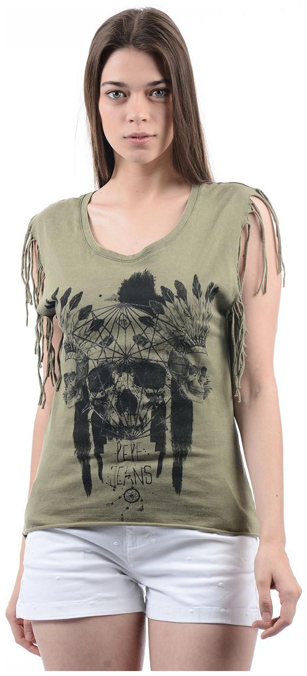 

Pepe Jeans Women Green Regular fit Round neck Cotton T shirt
