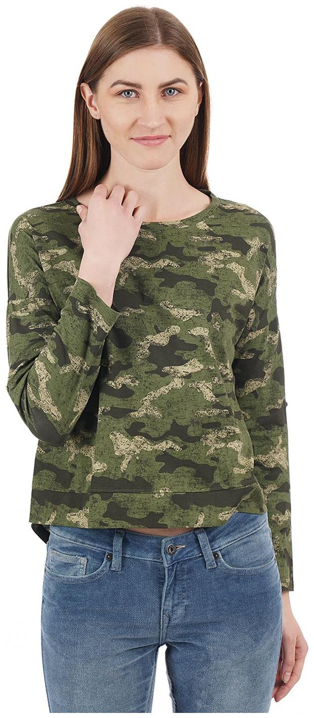 

Pepe Jeans Women Green Regular fit Round neck Cotton T shirt