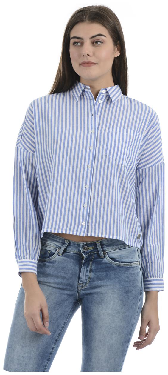 

Pepe Jeans Women Blue Striped Regular Fit Shirt