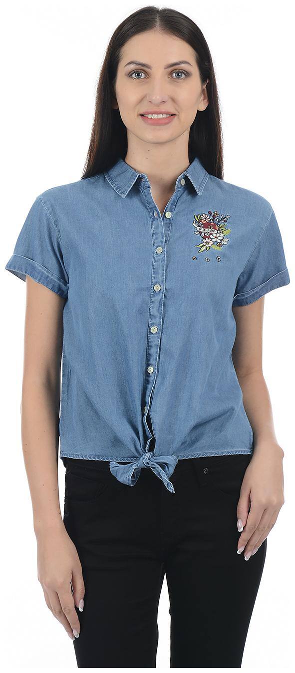 Pepe Jeans Women Blue Solid Regular Fit Shirt