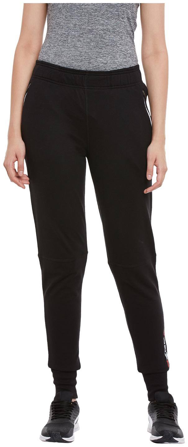 PERF Women Regular fit Cotton Solid Track pants - Black