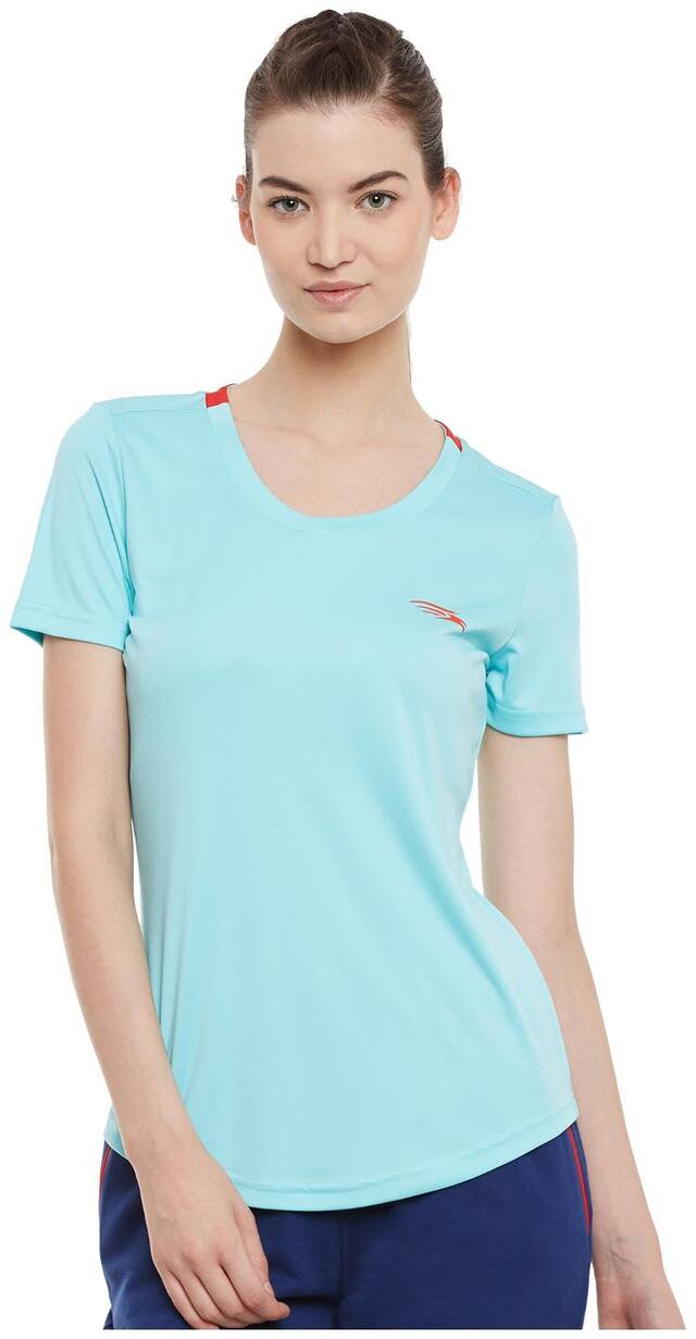 PERF Women Solid Sports T-Shirt - Blue