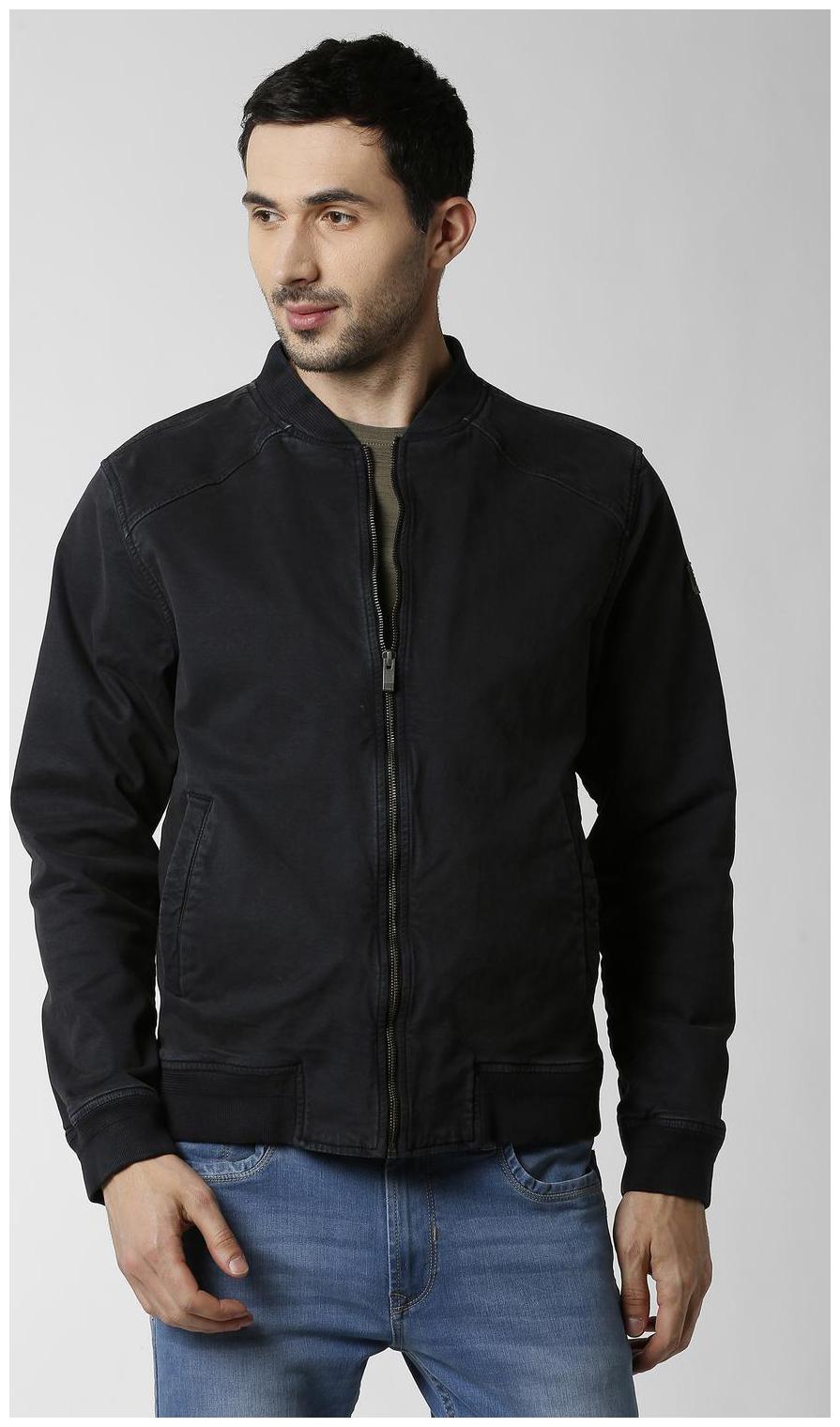 

Peter England Men Grey Solid Bomber jacket