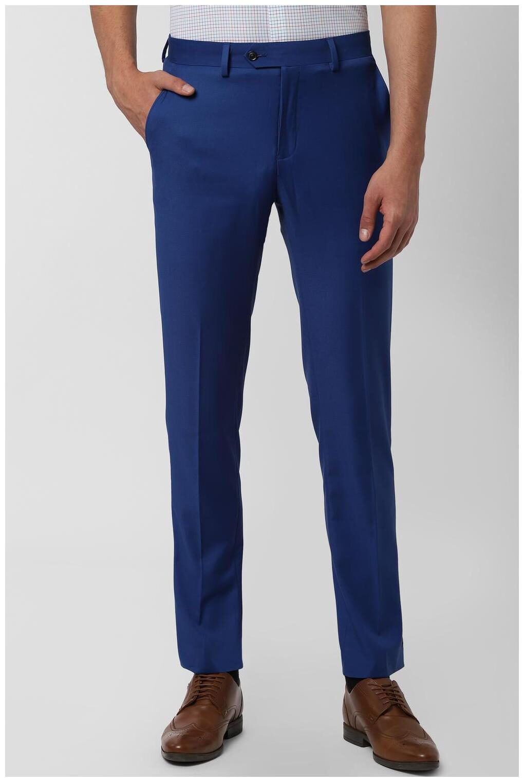 

Peter England Men Solid Slim Fit Formal Trouser - Blue