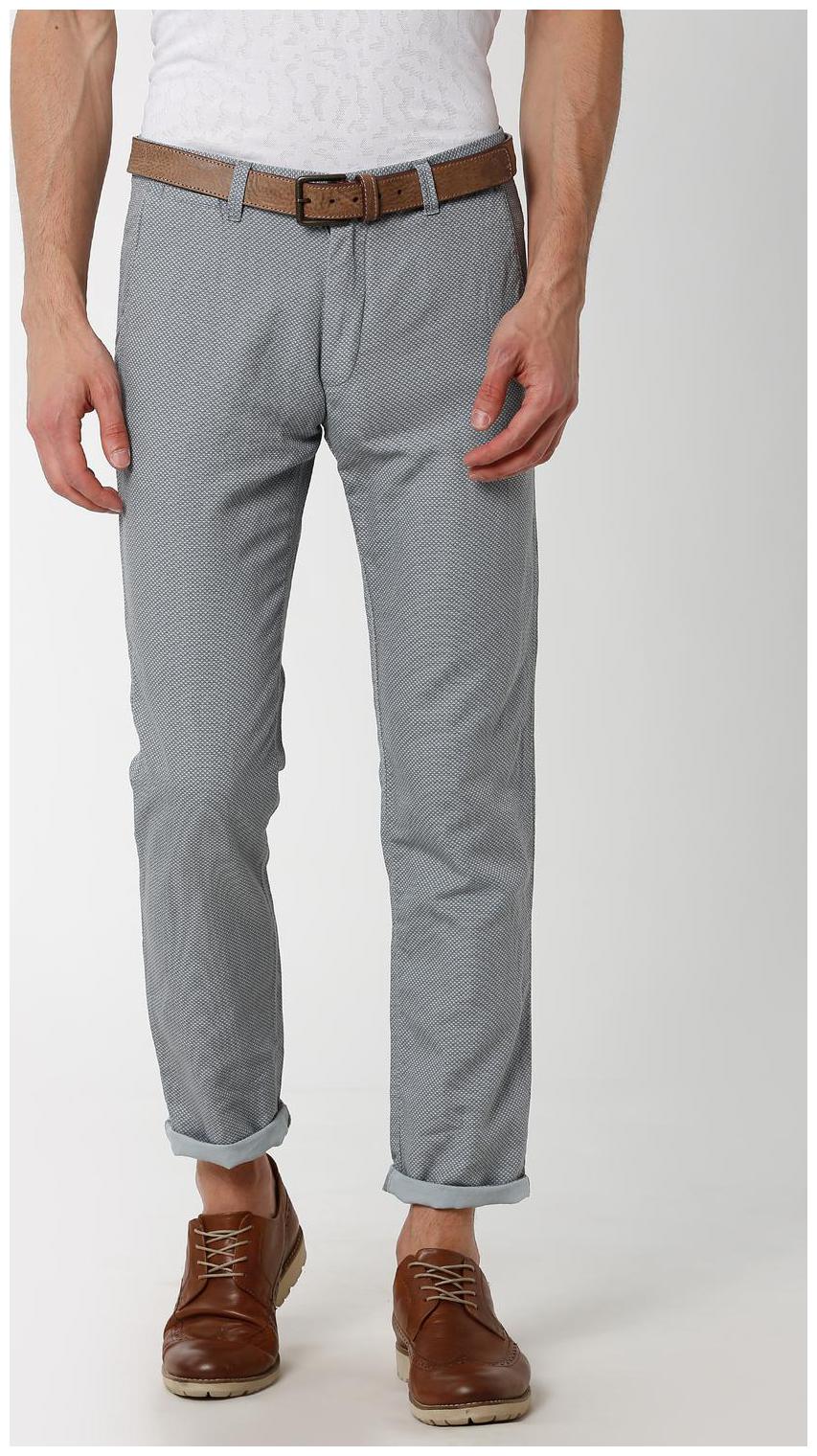 

Peter England Men Grey Textured Slim fit Regular trousers