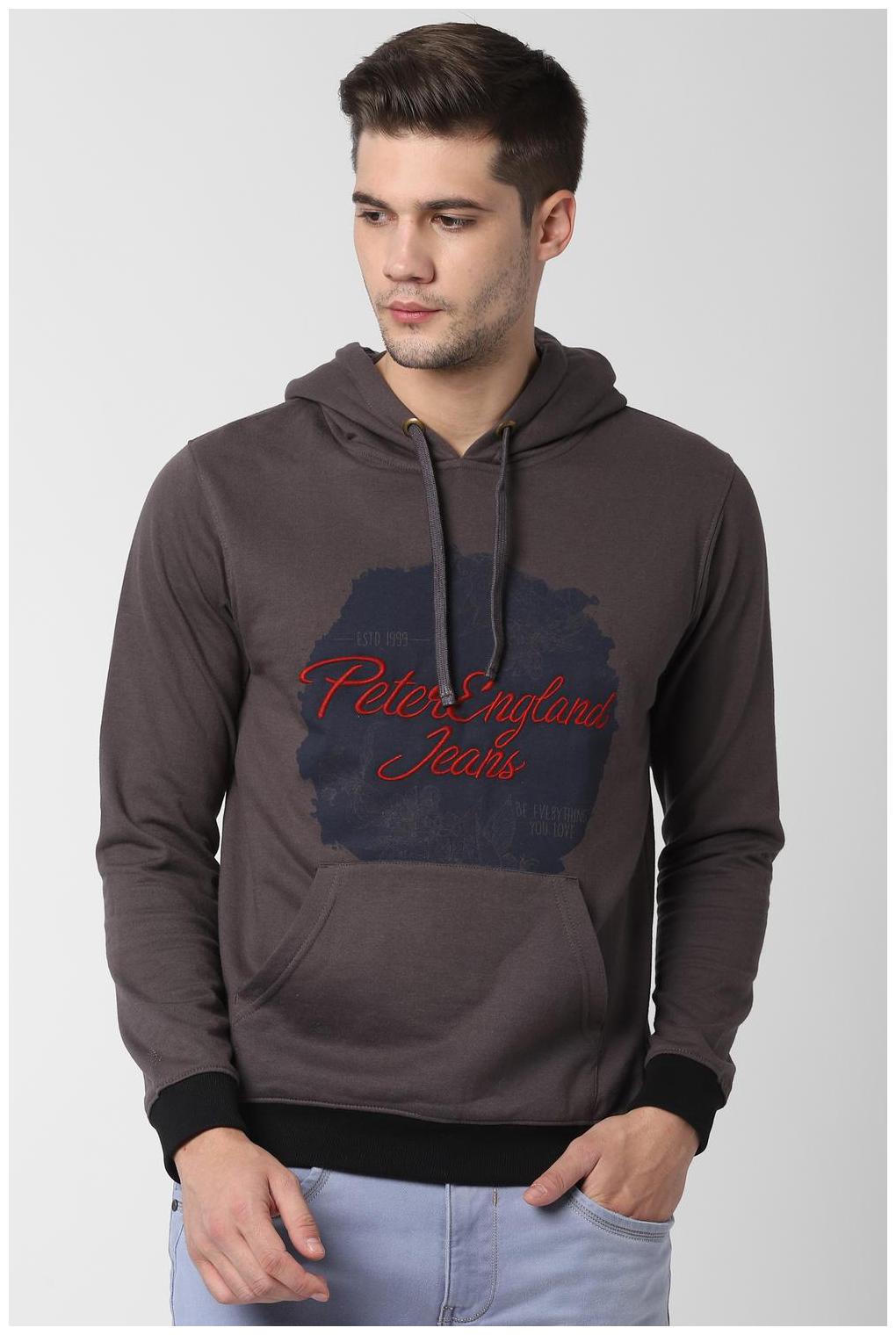 

Peter England Men Grey Hooded Hoodie