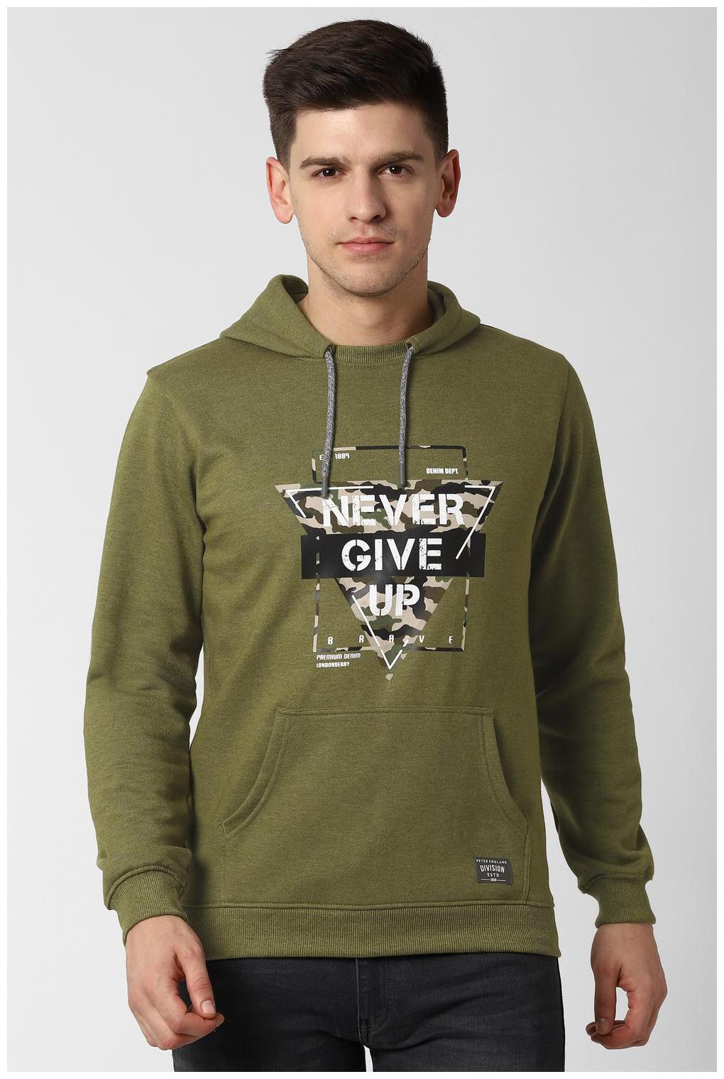 

Peter England Men Green Hooded Hoodie