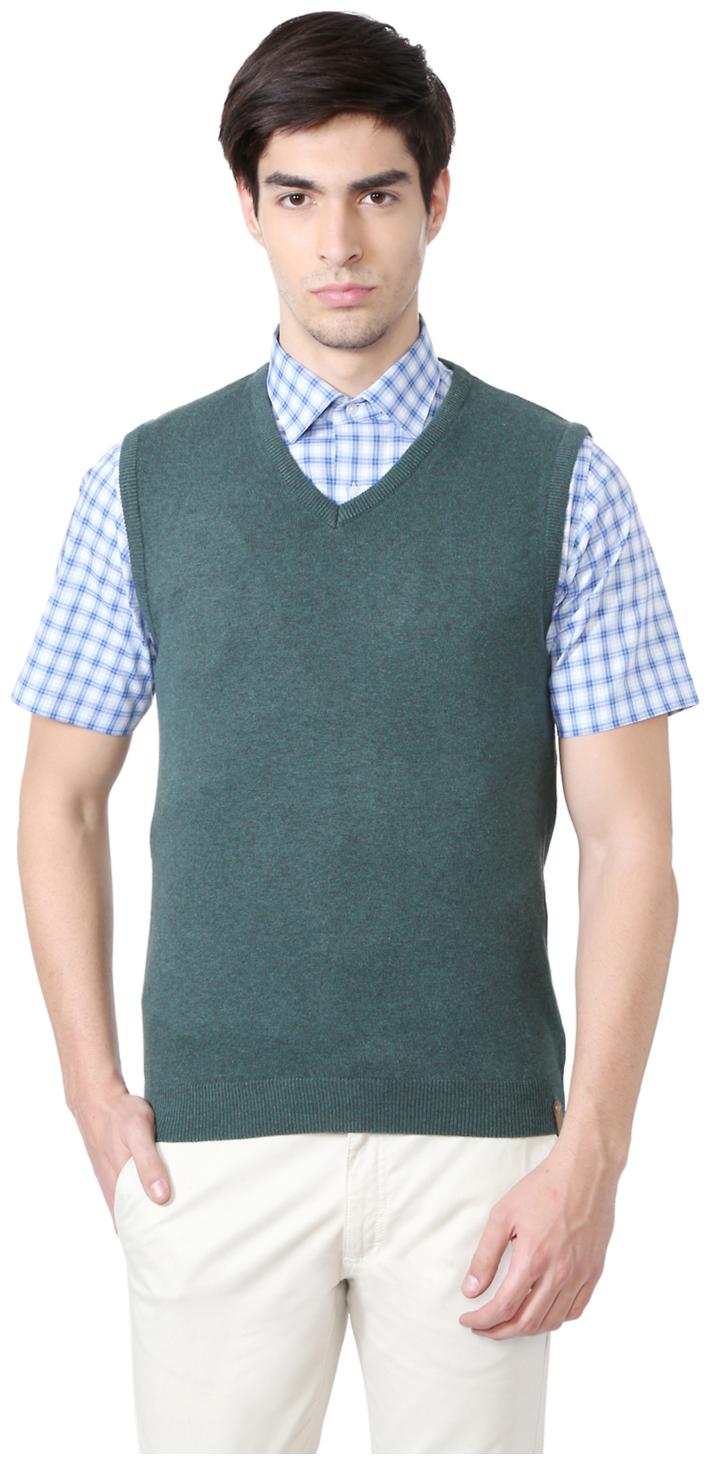 

Peter England Men Green V neck Pullover