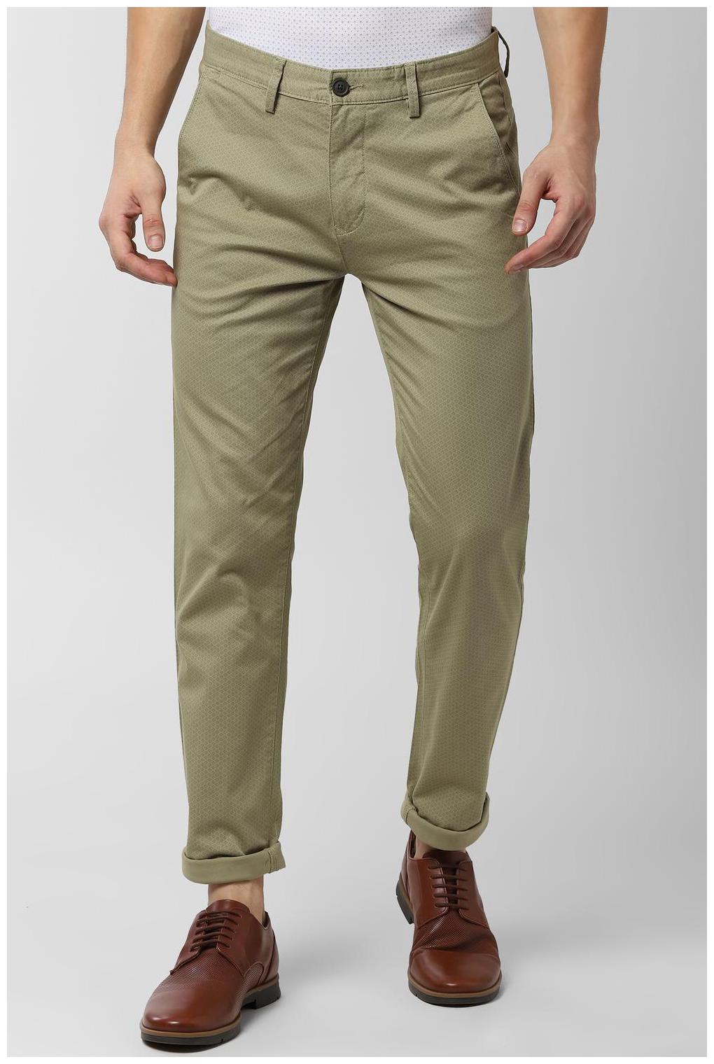

Peter England Men Green Solid Slim fit Regular trousers