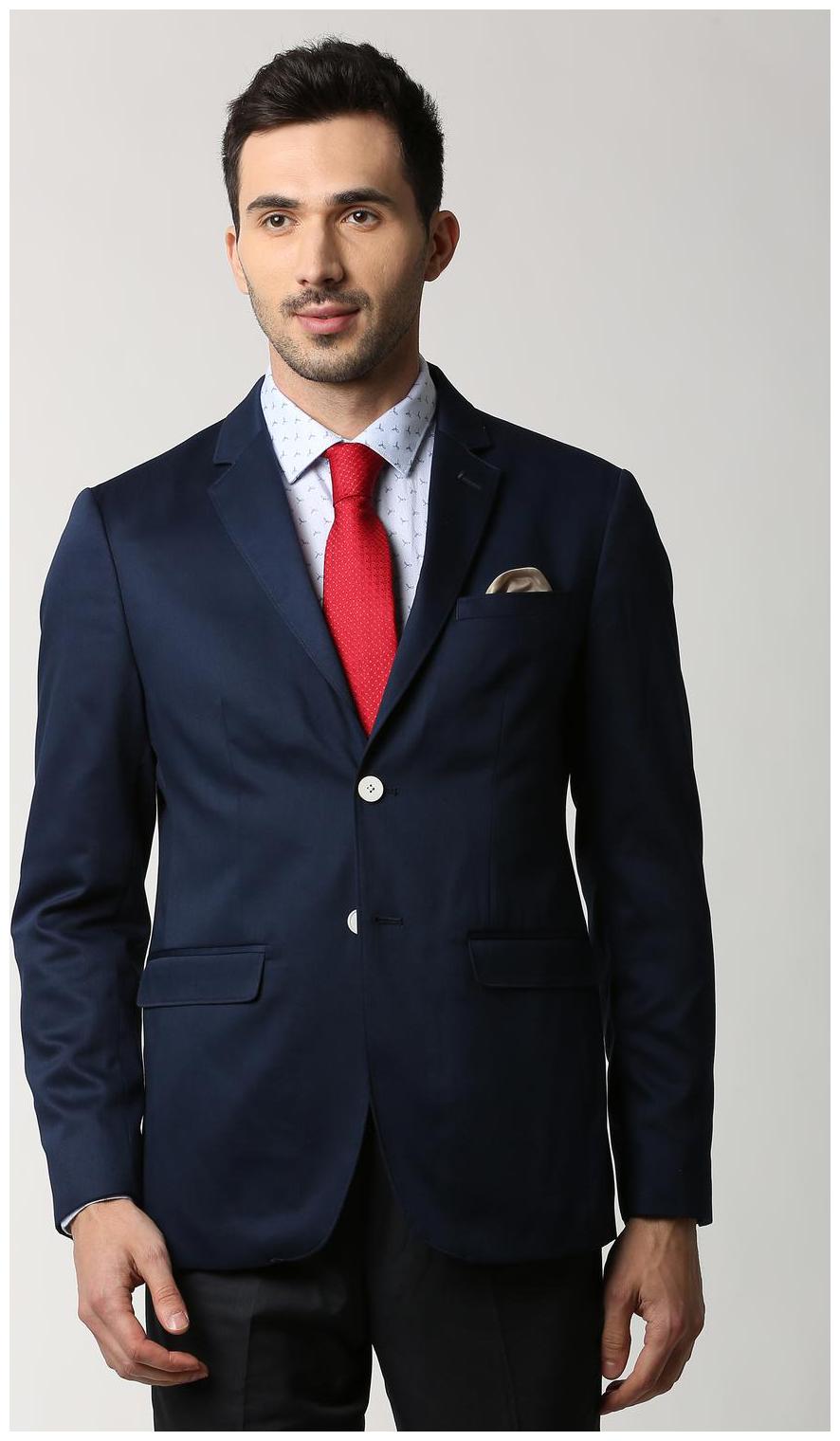 

Peter England Men Blue Textured Slim fit Single Breasted Blazer