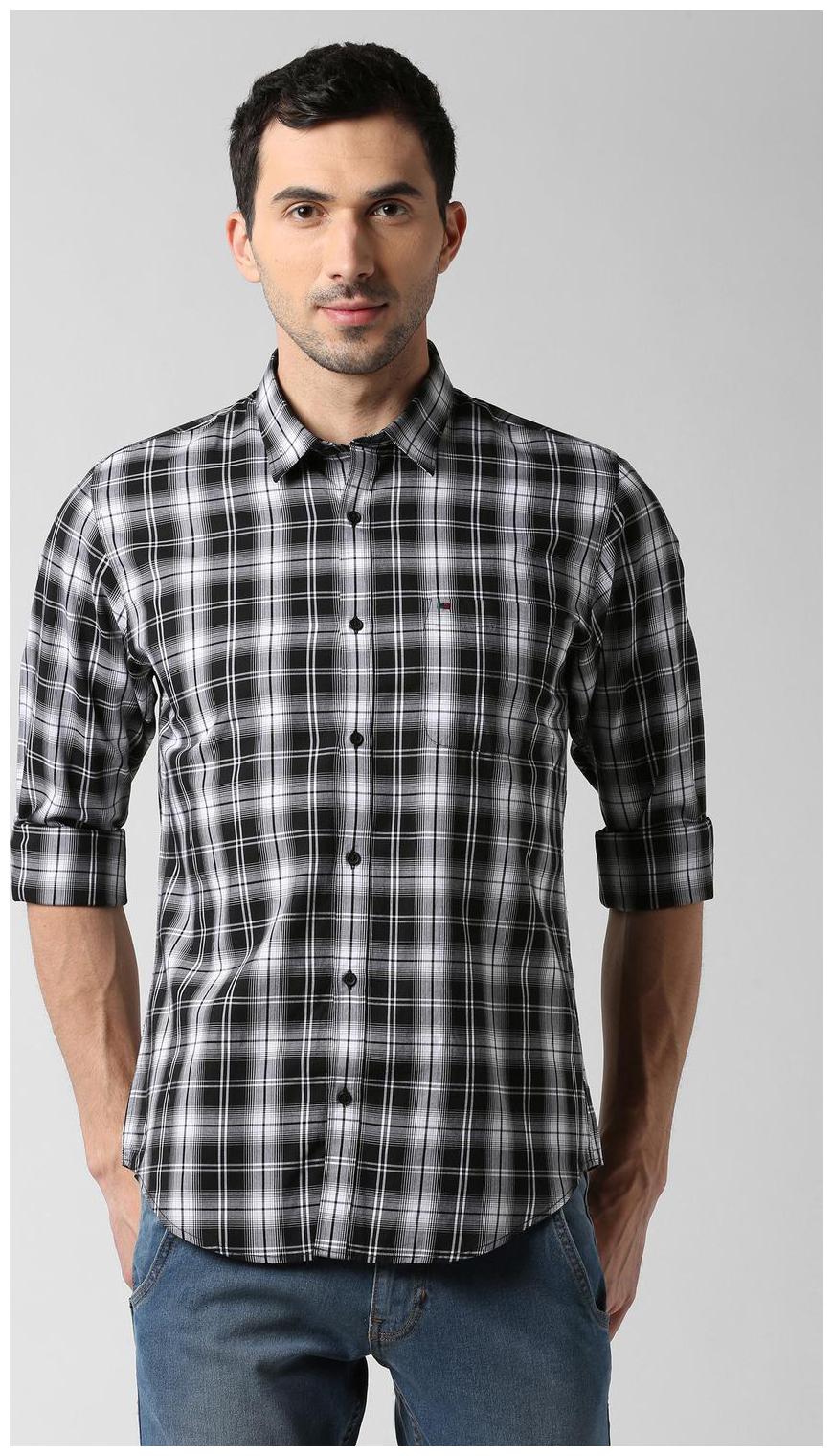 

Peter England Men Black Checked Slim Fit Casual Shirt