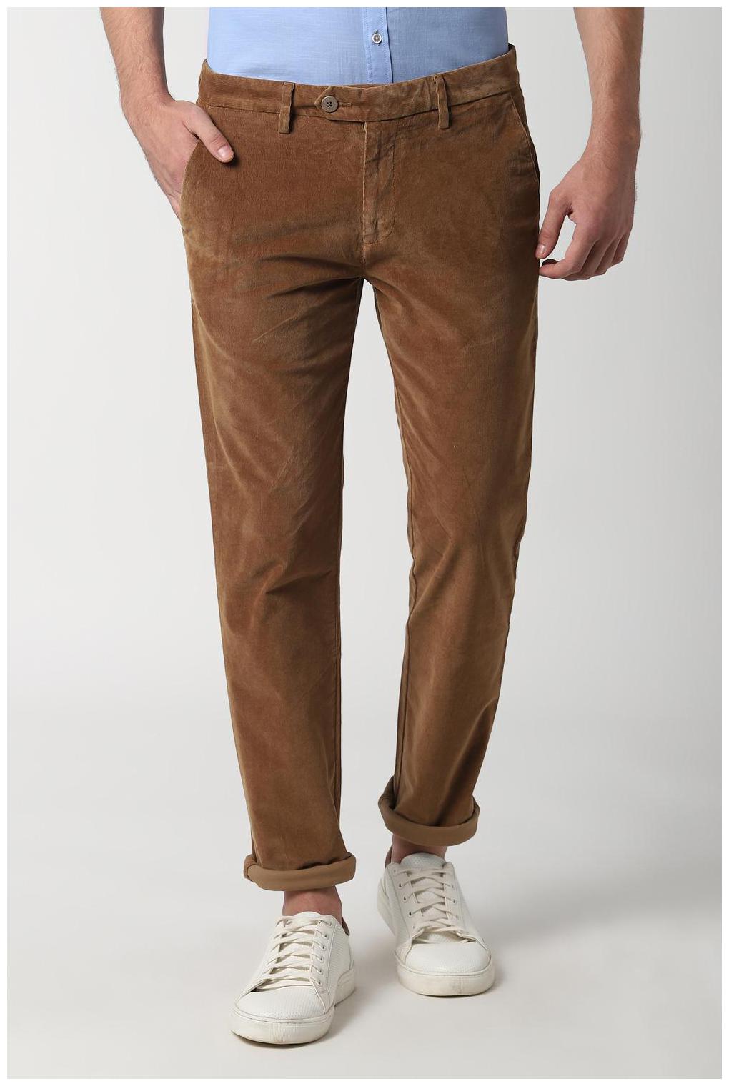 

Peter England Men Brown Solid Slim fit Regular trousers