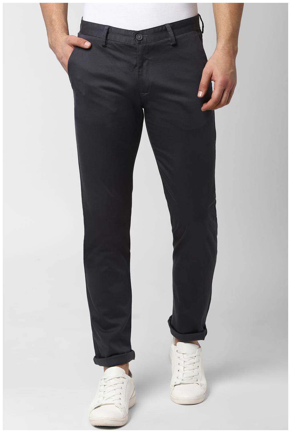 

Peter England Men Grey Textured Slim fit Regular trousers
