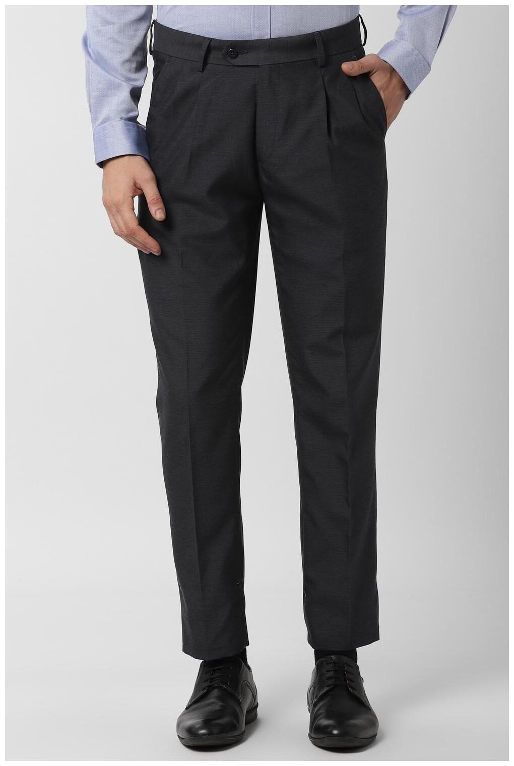 

Peter England Men Textured Slim Fit Formal Trouser - Grey
