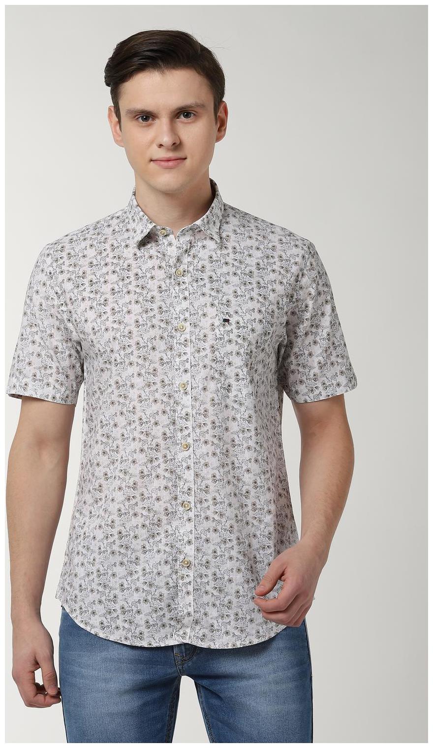

Peter England Men White Printed Slim Fit Casual Shirt
