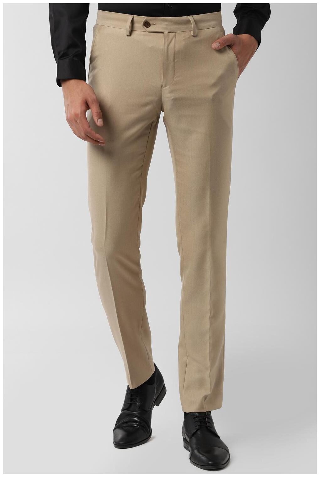 

Peter England Men Textured Slim Fit Formal Trouser - Beige