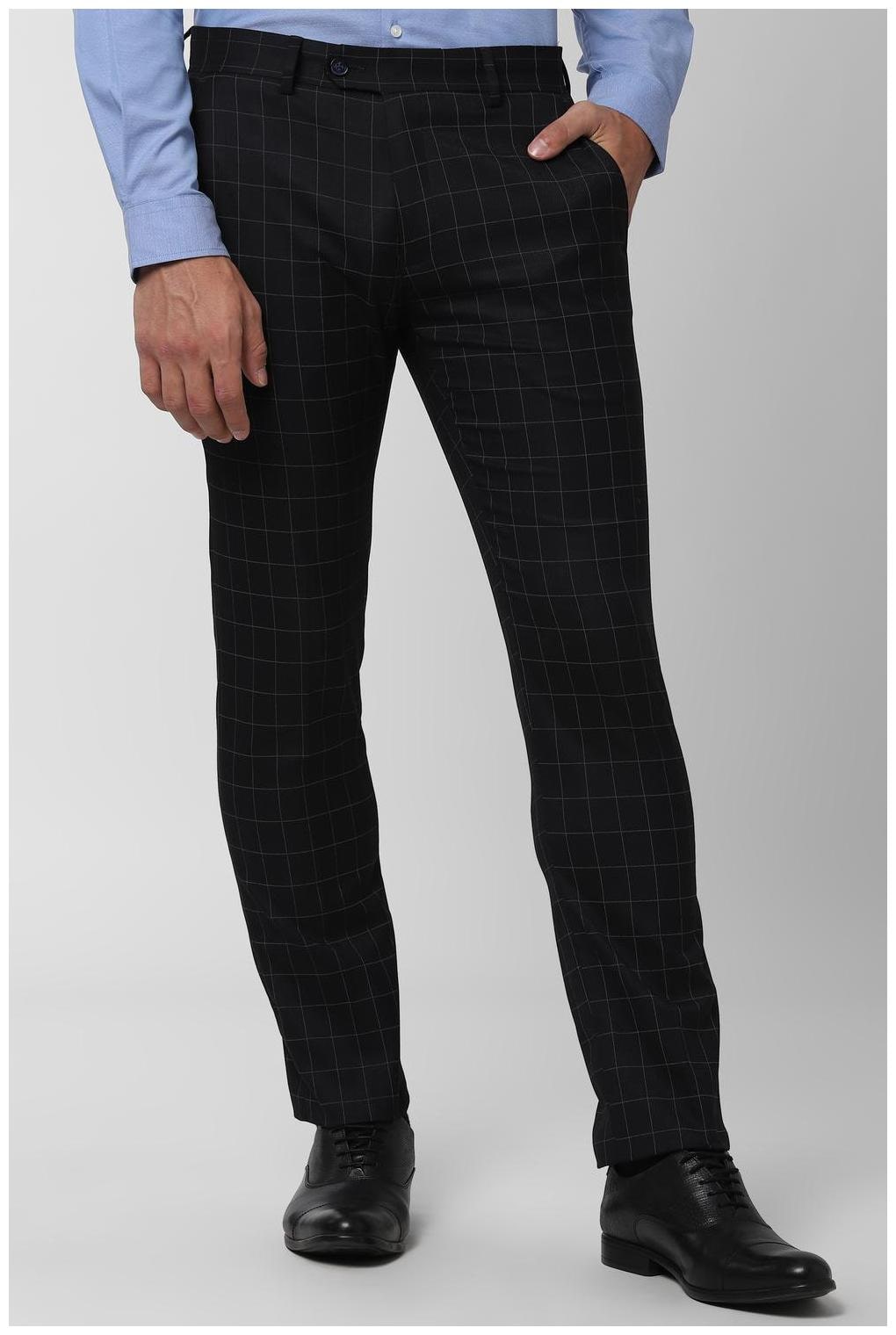 

Peter England Men Checked Slim Fit Formal Trouser - Black