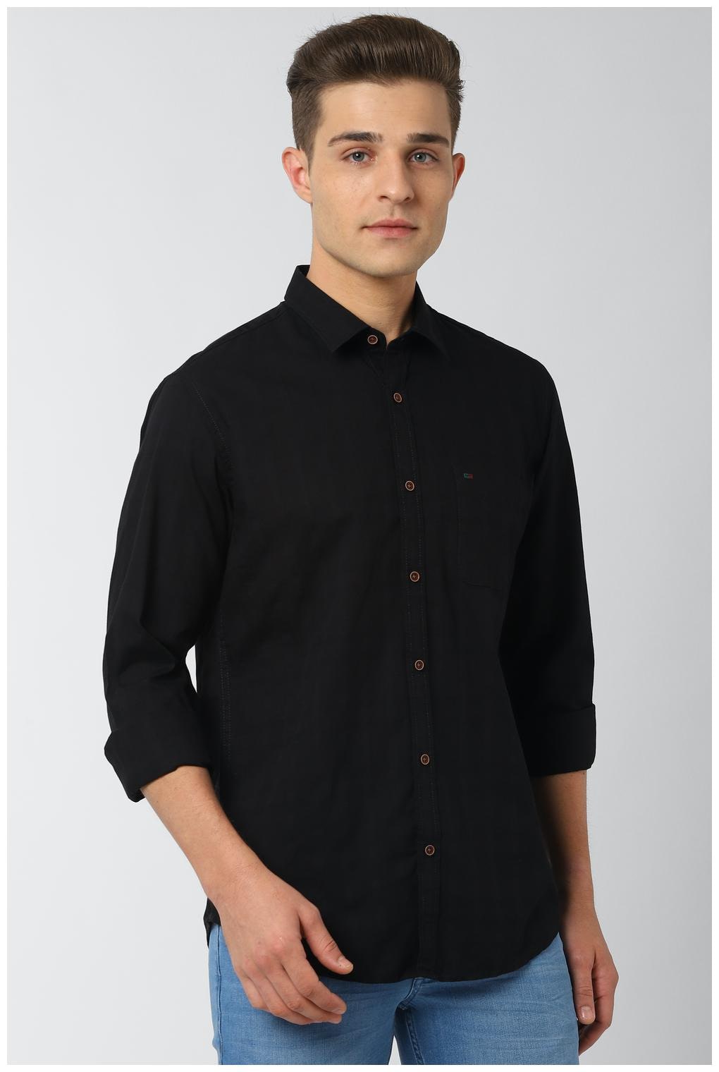 

Peter England Men Black Solid Slim Fit Casual Shirt