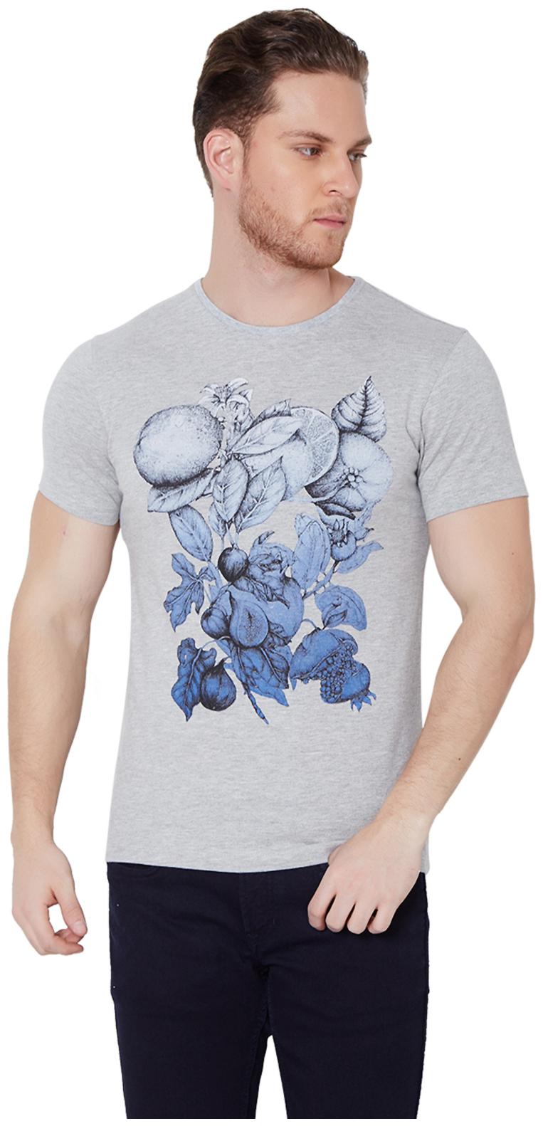 

Peter England Men Grey Slim fit Cotton Blend Round neck T-Shirt - Pack Of 1