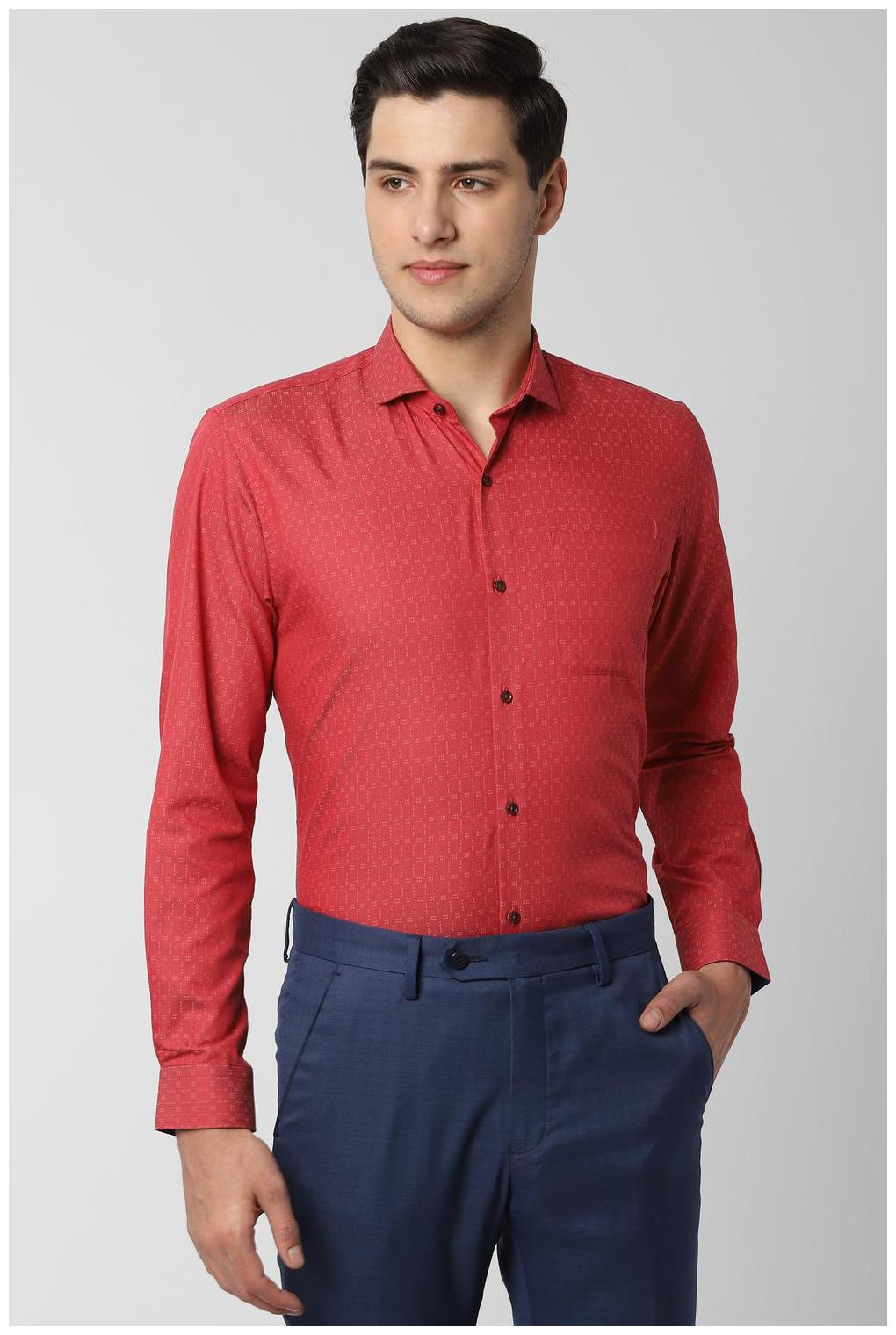 

Peter England Men Slim fit Formal Shirt - Red