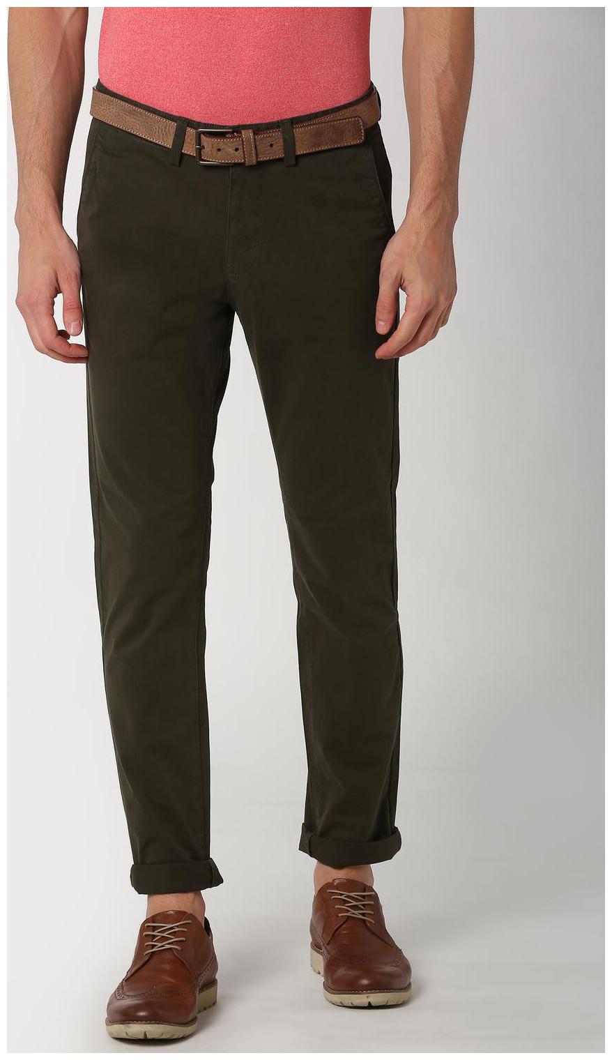 

Peter England Men Solid Slim Fit Formal Trouser - Green