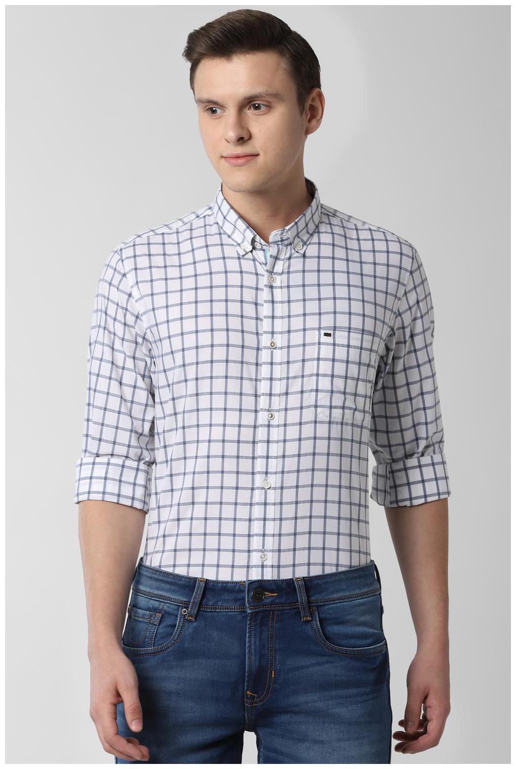

Peter England Men White Checked Slim Fit Casual Shirt