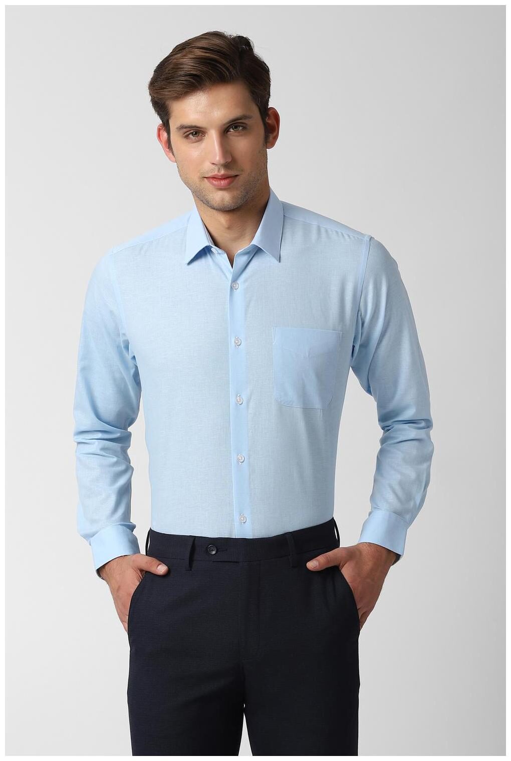 

Peter England Men Slim fit Formal Shirt - Blue