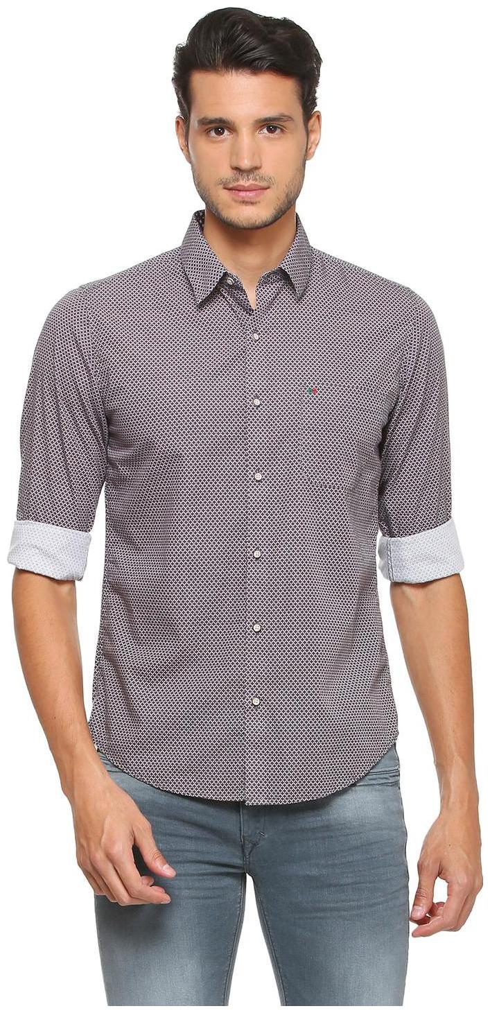 

Peter England Men Blue Printed Super Slim Fit Casual Shirt