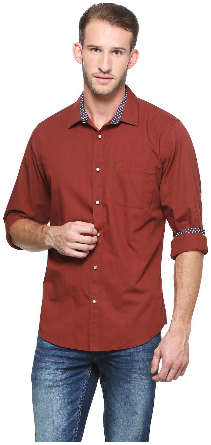 

Peter England Men Brown Solid Slim Fit Casual Shirt