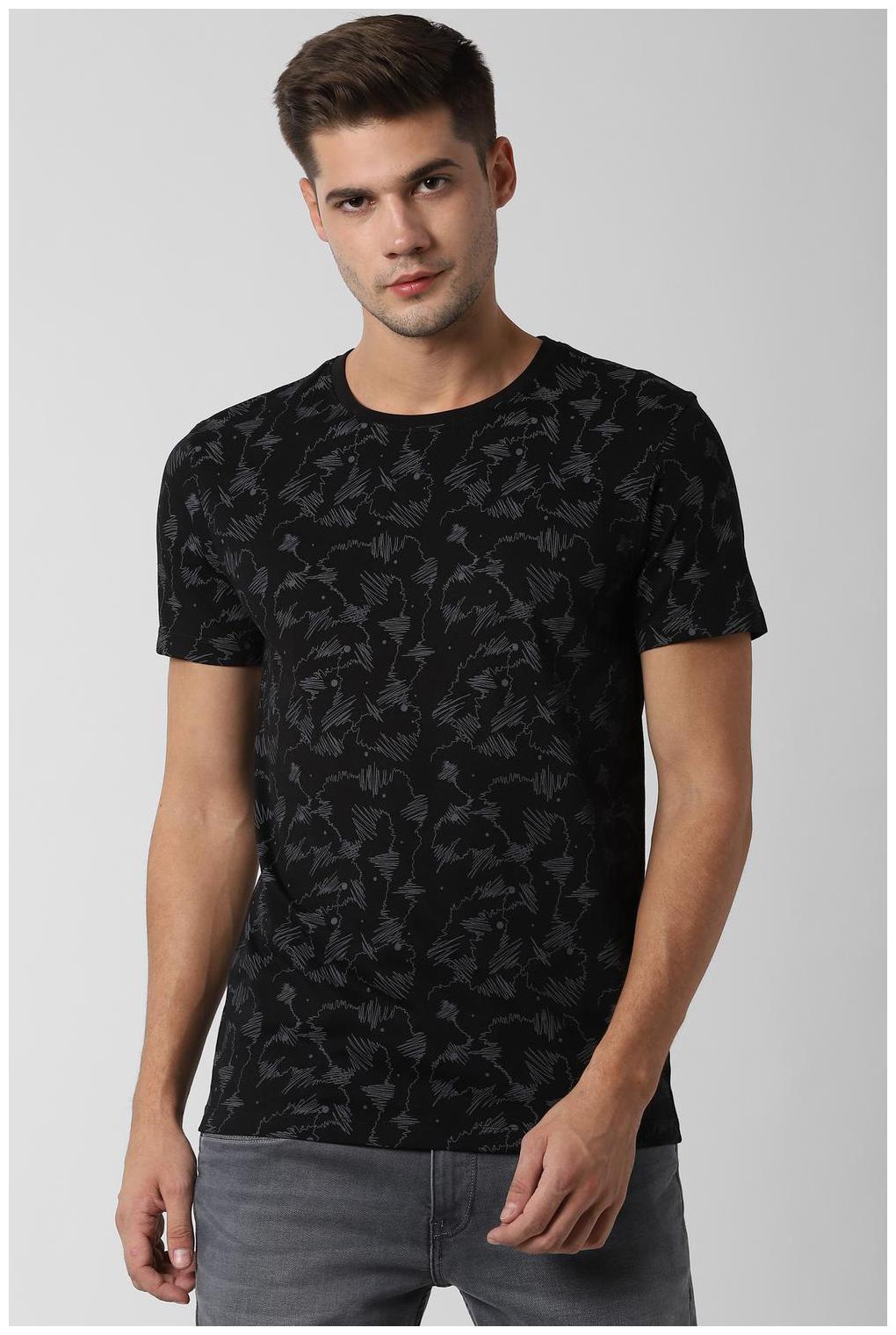 

Peter England Men Black Slim fit Cotton Blend Round neck T-Shirt - Pack Of 1