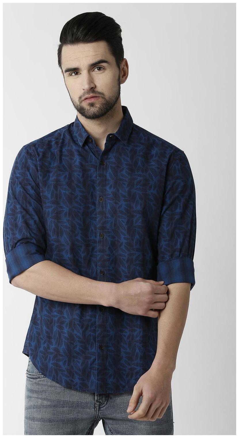

Peter England Men Blue Printed Slim Fit Casual Shirt