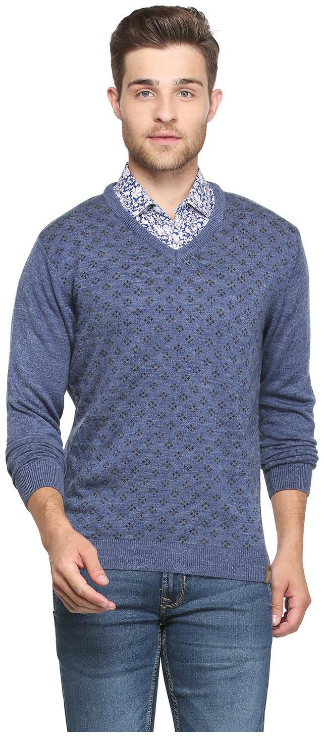 

Peter England Men Blue V neck Pullover