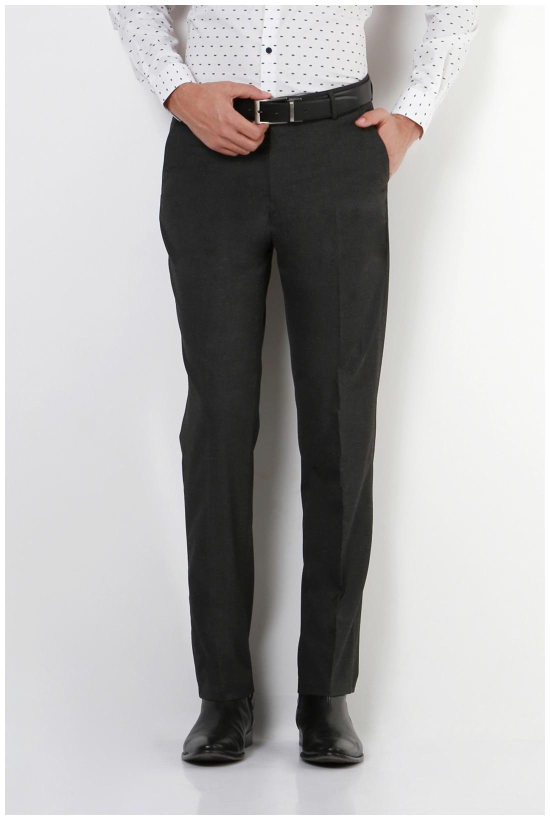

Peter England Men Black Solid Slim fit Regular trousers