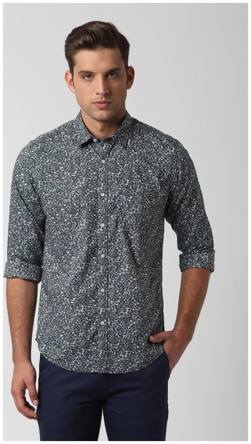 

Peter England Men Grey Printed Slim Fit Casual Shirt