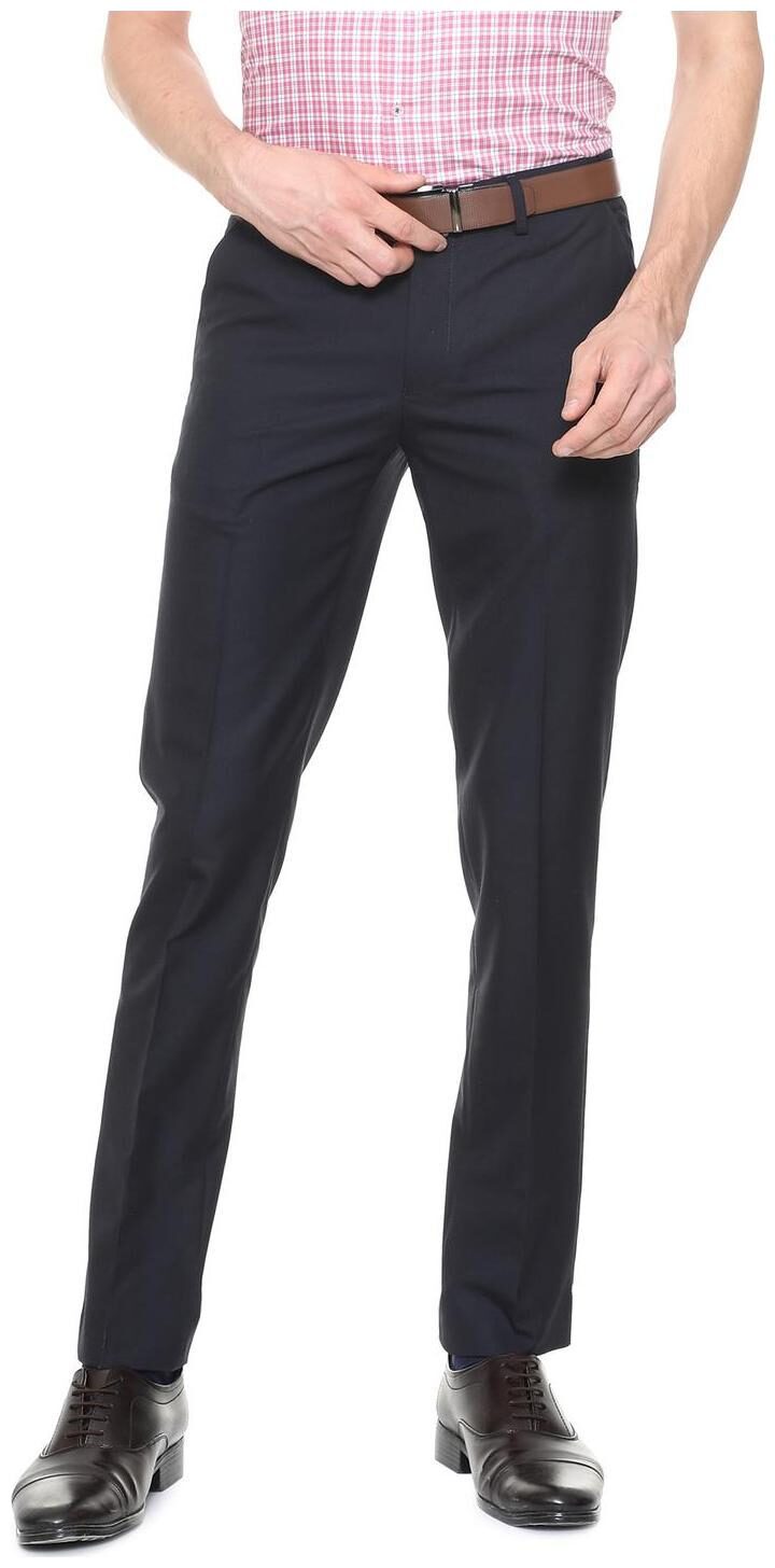 

Peter England Men Solid Slim Fit Formal Trouser - Blue