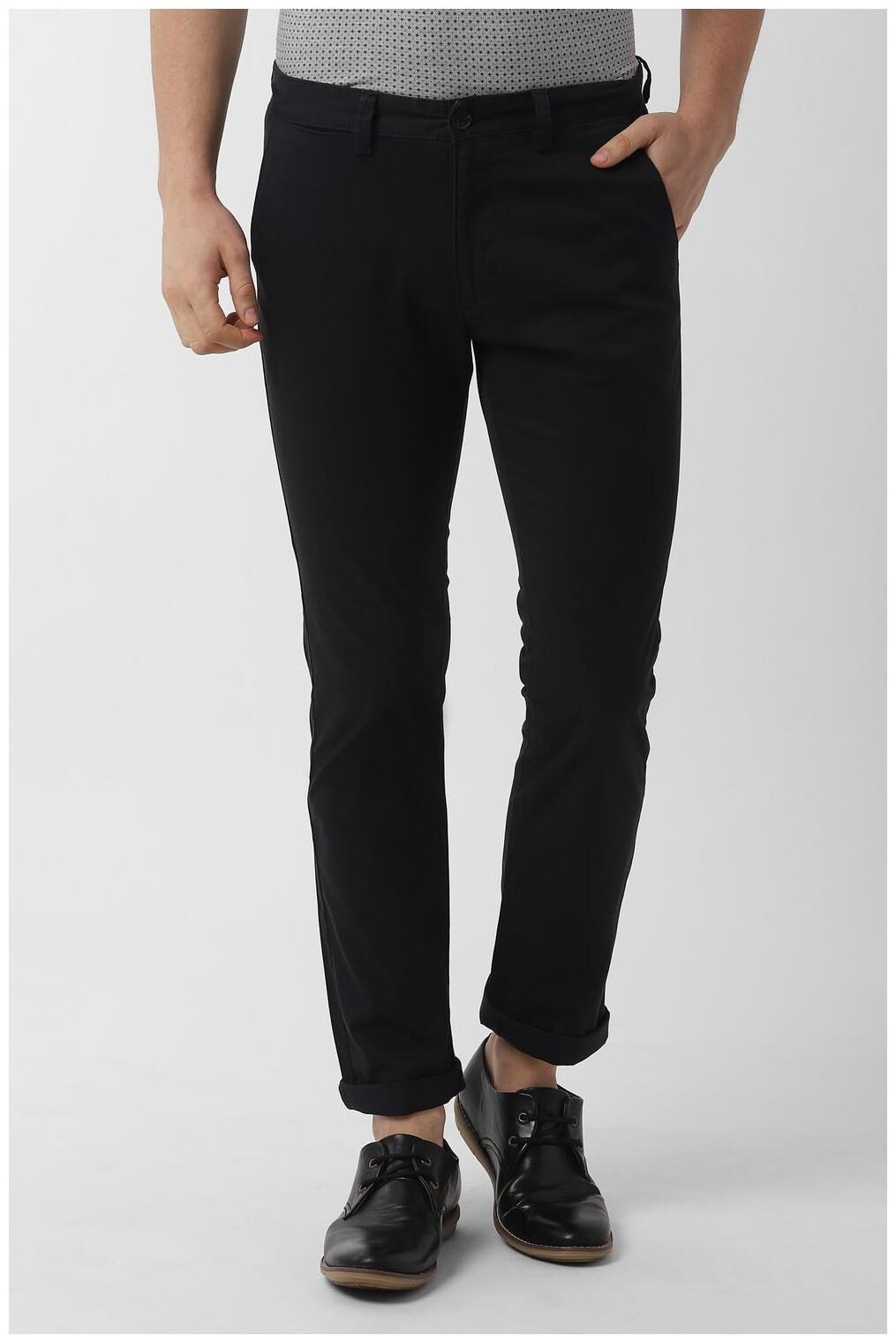 

Peter England Men Blue Textured Slim fit Regular trousers