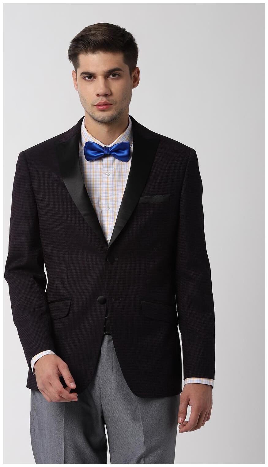 

Peter England Men Purple Textured Slim fit Single Breasted Blazer