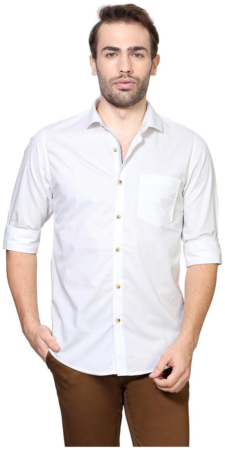 

Peter England Men White Solid Slim Fit Casual Shirt