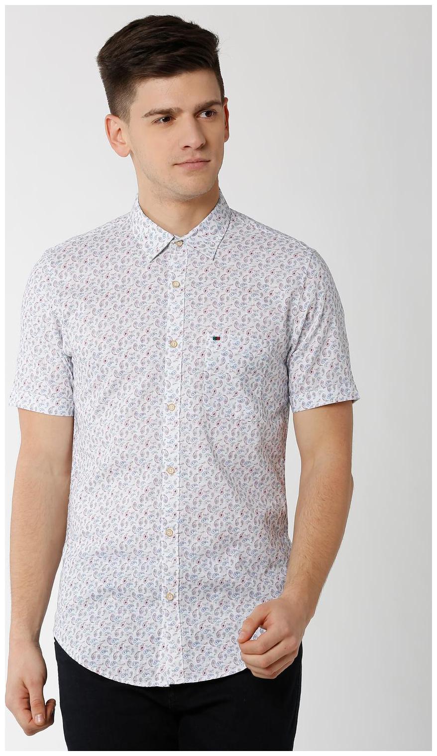 

Peter England Men White Printed Slim Fit Casual Shirt