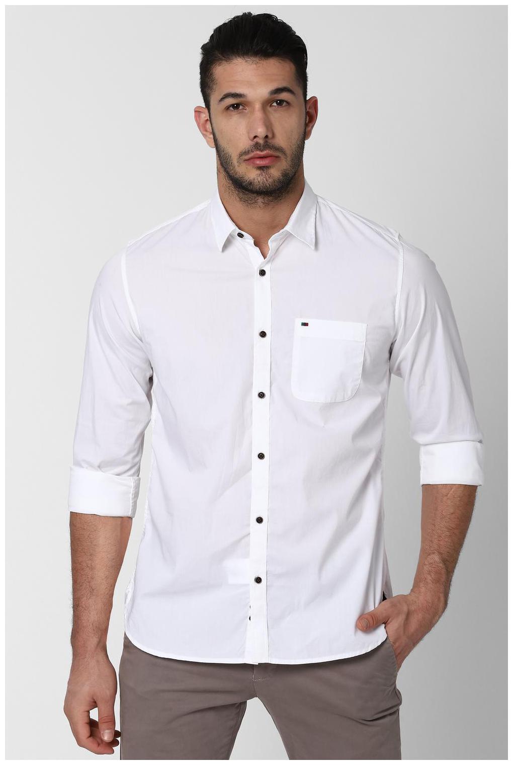 

Peter England Men White Solid Slim Fit Casual Shirt