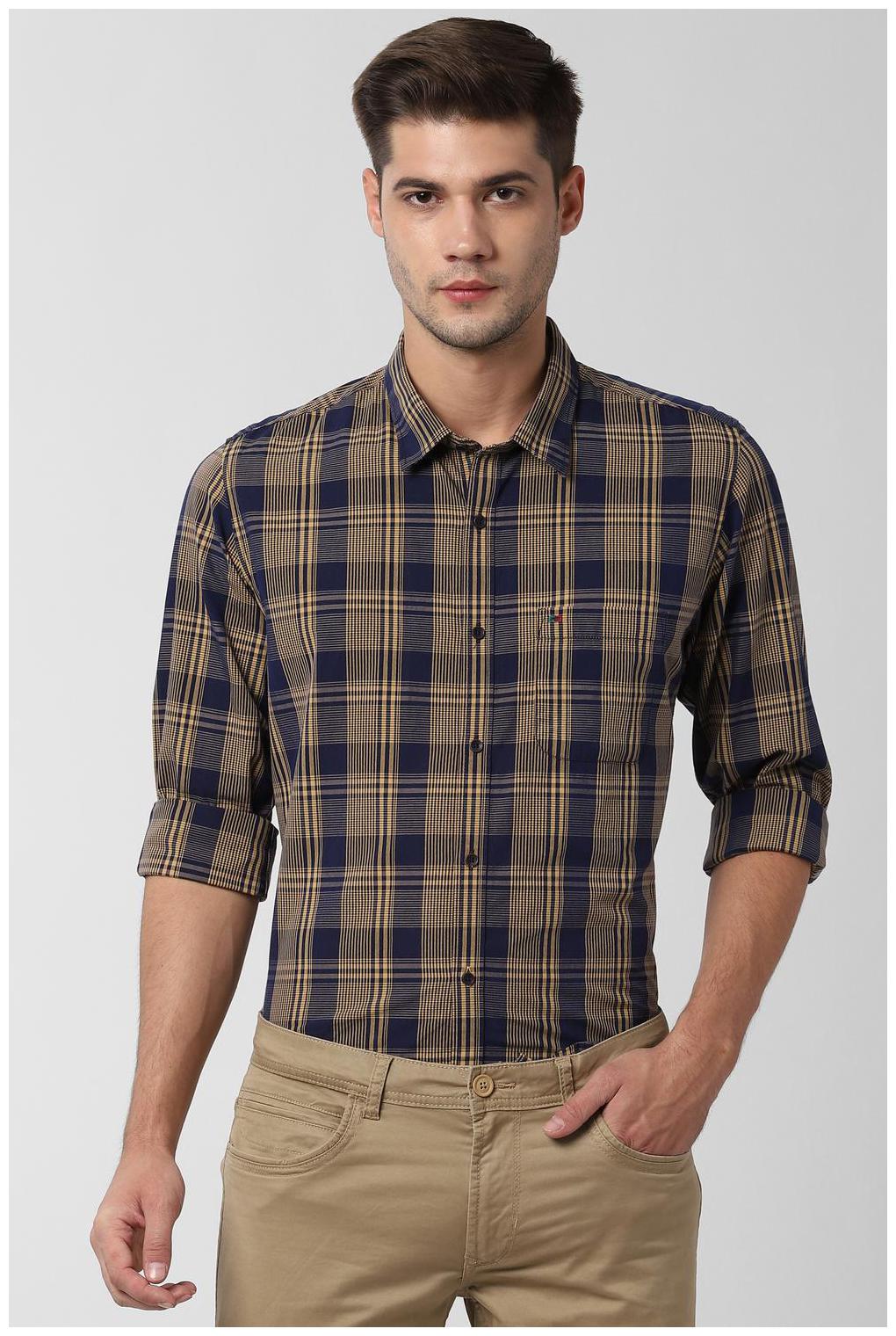 

Peter England Men Blue Checked Slim Fit Casual Shirt