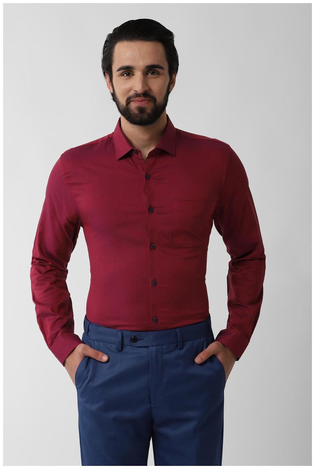 

Peter England Men Slim fit Formal Shirt - Maroon