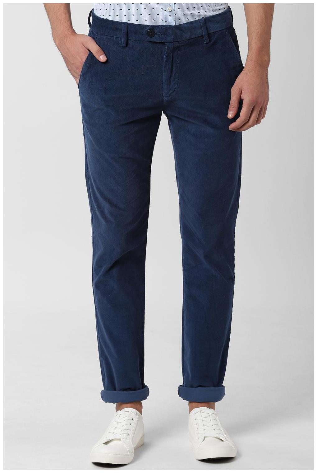 

Peter England Men Blue Textured Slim fit Regular trousers