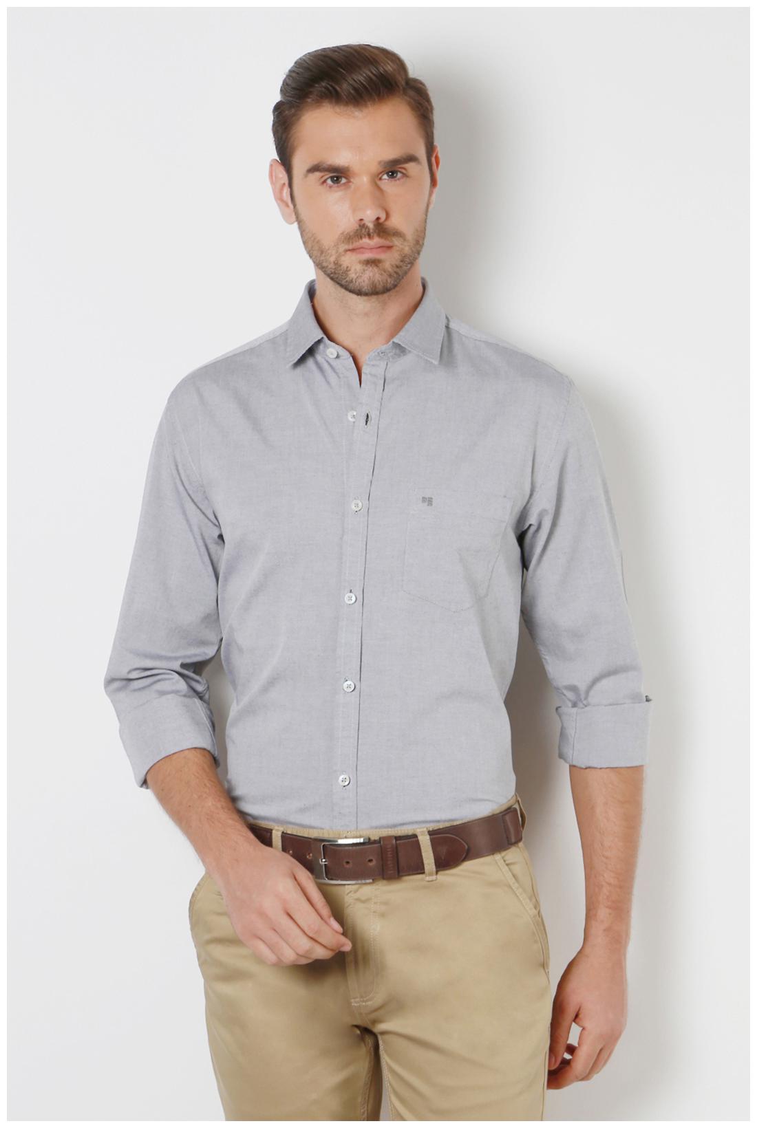 

Peter England Men Grey Solid Slim Fit Casual Shirt